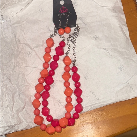 paparazzi Jewelry - Paparazzi Vibrant Pink and Orange Necklace Set
